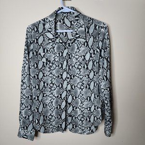 Women's Snakeskin Blouse Black and Gray - Size Large